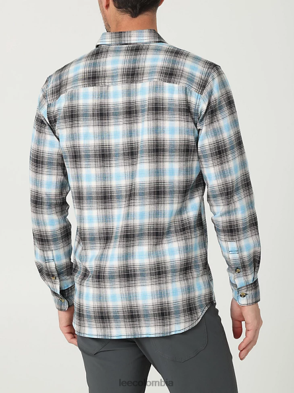Lee hombres camisa con botones a cuadros elásticos clásicos mvp de movimiento extremo cuadros calipso humo blanco negro ropa Z6H6F919 - Image 2