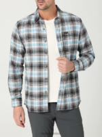 Lee hombres camisa con botones a cuadros elásticos clásicos mvp de movimiento extremo cuadros calipso humo blanco negro ropa Z6H6F919