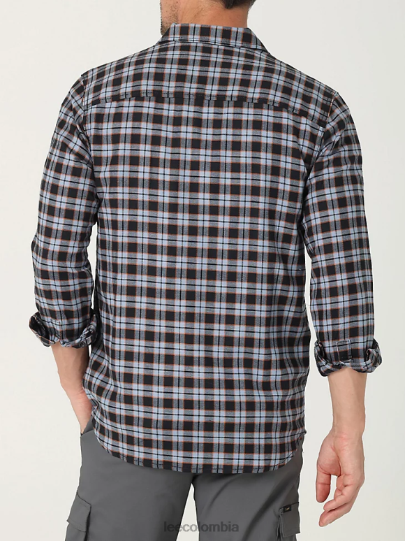 Lee hombres camisa con botones a cuadros elásticos clásicos mvp de movimiento extremo cuadros negros y azules de ensueño ropa Z6H6F918 - Image 2