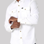 Lee hombres camisa con botones de color sólido de Working West blanco brillante ropa Z6H6F916