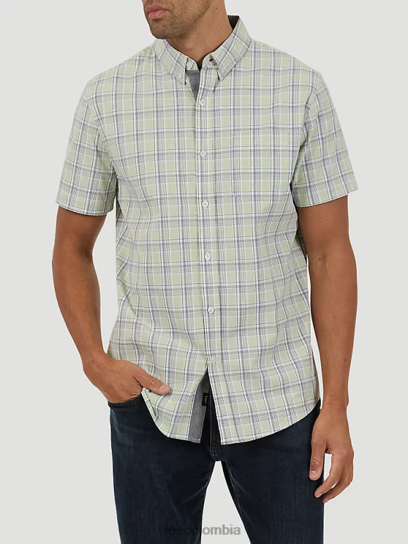 Lee hombres camisa de manga corta de popelina tejida a cuadros vichy neblina ropa Z6H6F909 - Image 1