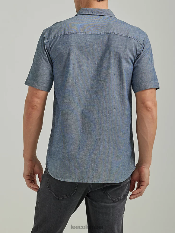 Lee hombres camisa de trabajador de manga corta de movimiento extremo cambray con lavado medio ropa Z6H6F895 - Image 2