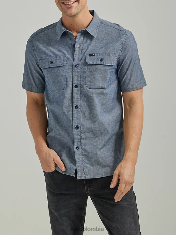 Lee hombres camisa de trabajador de manga corta de movimiento extremo cambray con lavado medio ropa Z6H6F895 - Image 1