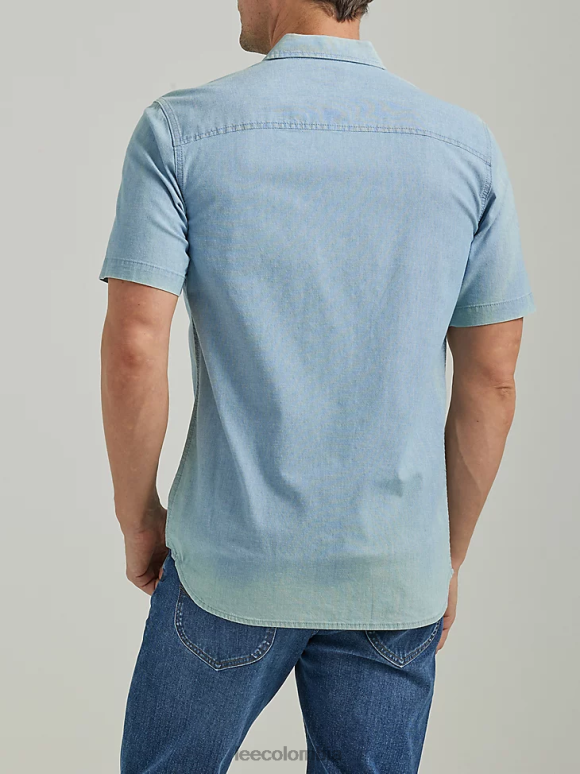 Lee hombres camisa de trabajador de manga corta de movimiento extremo cambray lavado claro ropa Z6H6F896 - Image 2