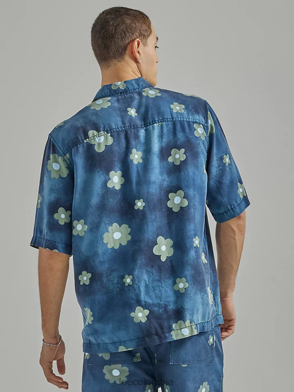 Lee hombres camisa resort oversize con estampado floral remache azul marino floral ropa Z6H6F894 - Image 2
