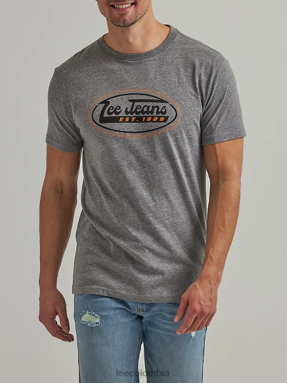 Lee hombres camiseta con estampado de jeans ovalados brezo grafito ropa Z6H6F877 - Image 1