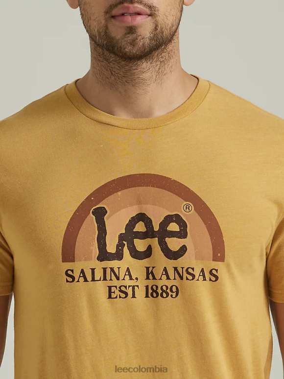 Lee hombres camiseta con gráfico de arcoíris oro pálido ropa Z6H6F841 - Image 3