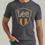 Lee hombres camiseta con gráfico de escudo negro azabache ropa Z6H6F879