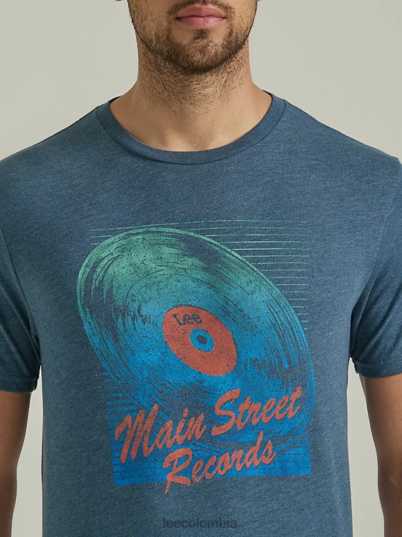 Lee hombres camiseta con gráfico de main street records azul marino de medianoche ropa Z6H6F881 - Image 3
