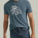 Lee hombres camiseta con gráfico de viaje por carretera jaspeado azul marino medianoche ropa Z6H6F856