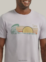 Lee hombres camiseta gráfica con vista al mar niebla profunda ropa Z6H6F839 - Image 3