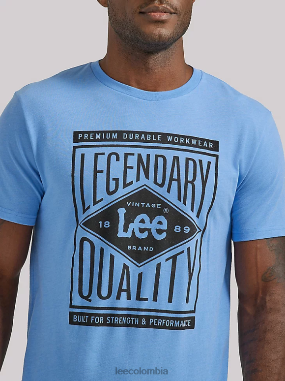 Lee hombres camiseta gráfica de calidad legendaria preparación azul ropa Z6H6F872 - Image 2