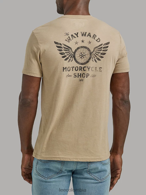 Lee hombres camiseta gráfica de tienda de motocicletas gabardina ropa Z6H6F862 - Image 2
