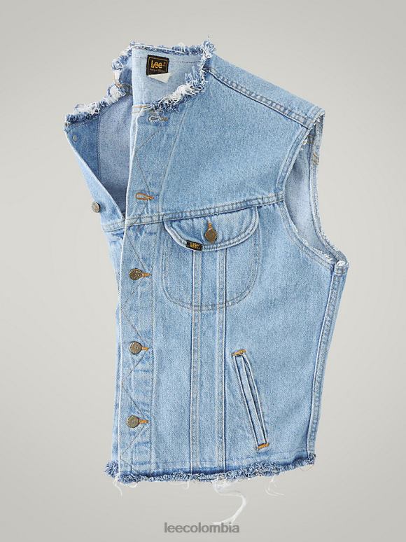 Lee hombres chaleco de jinete vintage rv16 (talla m) mezclilla ligera ropa Z6H6F1140 - Image 3