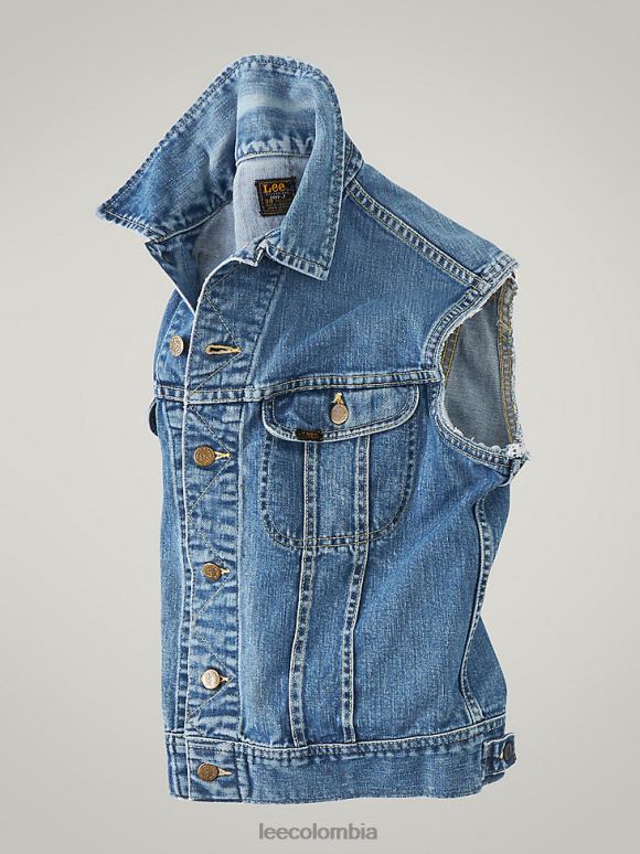 Lee hombres chaleco de jinete vintage rv25 (talla xs) mezclilla mediana ropa Z6H6F1136 - Image 3