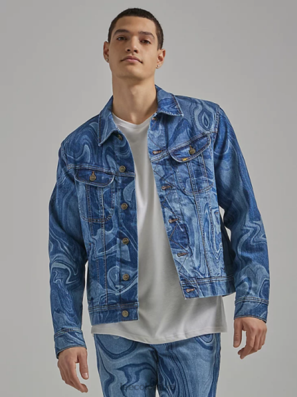 Lee hombres chaqueta estilo camionero estilo boxy mármol ropa Z6H6F1121