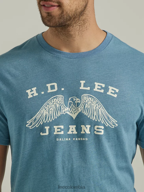 Lee hombres hd camiseta con estampado de águila azul medio ropa Z6H6F884 - Image 3