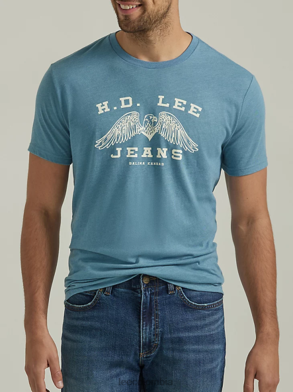 Lee hombres hd camiseta con estampado de águila azul medio ropa Z6H6F884 - Image 1