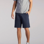 Lee hombres movimiento extremo corto tela escocesa de hierro ropa Z6H6F1084