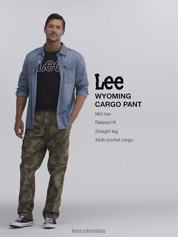 Lee hombres pantalón cargo de sarga de ajuste relajado Wyoming sombra ropa Z6H6F796 - Image 6