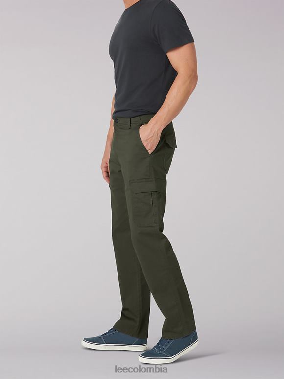 Lee hombres pantalones cargo de sarga de movimiento extremo oliva frontera ropa Z6H6F809 - Image 1