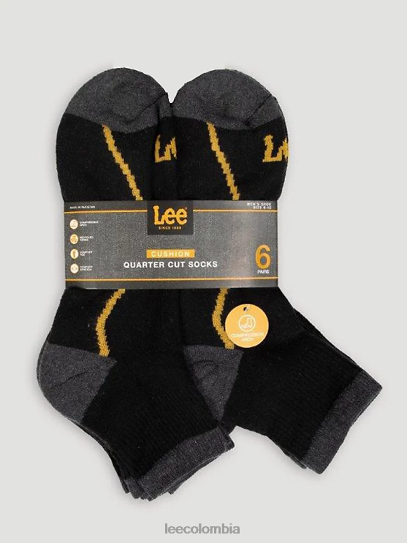 Lee hombres Paquete de 6 calcetines de un cuarto de longitud negro accesorio Z6H6F1167 - Image 2