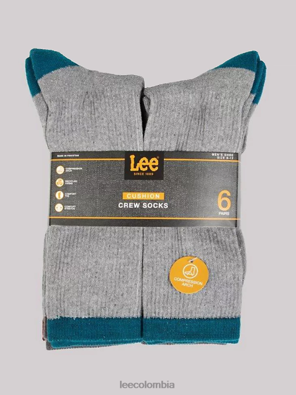Lee hombres paquete de 6 calcetines deportivos gris accesorio Z6H6F1175 - Image 2