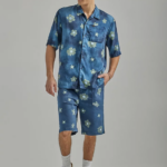 Lee hombres short chetopa con frente plisado remache azul marino floral ropa Z6H6F1109