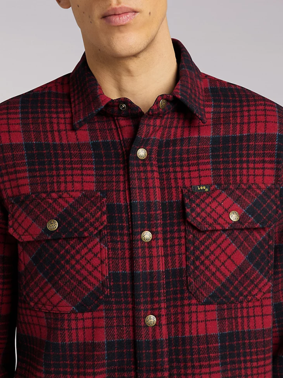 Lee hombres sobrecamisa de lana a cuadros 101 salsa ropa Z6H6F927 - Image 4