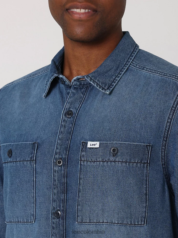 Lee hombres sobrecamisa vaquera para trabajo mezclilla de pata ropa Z6H6F936 - Image 3