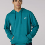 Lee hombres sudadera con capucha con gráfico tradicional confeccionado con un propósito verde azulado a mitad de camino ropa Z6H6F957