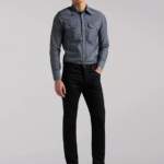Lee hombres Vaqueros ajustados 101 Rider negro seco ropa Z6H6F619