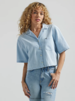 Lee mujer camisa corta con botones souvenir de manga corta a través del enjuague ropa Z6H6F396
