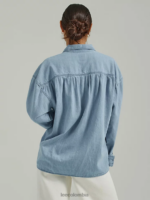 Lee mujer camisa frontier fruncida con botones medios azules ropa Z6H6F395 - Image 2