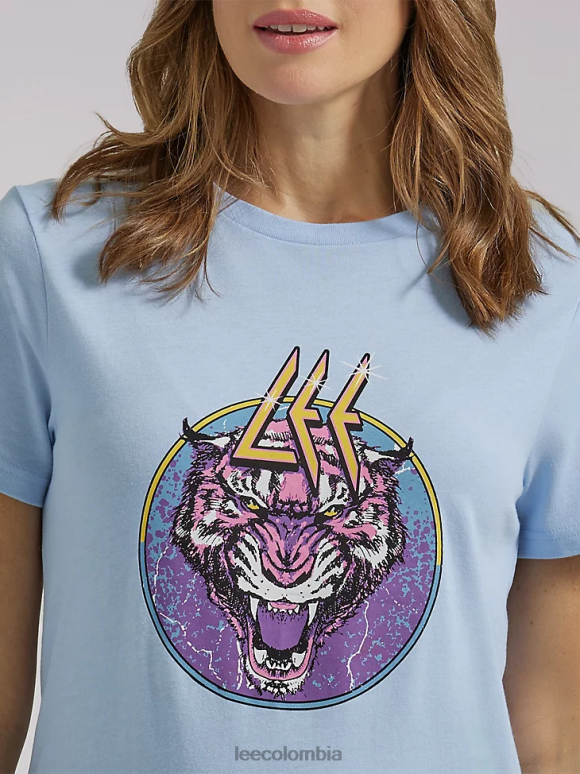 Lee mujer camiseta con estampado de tigre shasta brezo azul ropa Z6H6F340 - Image 3