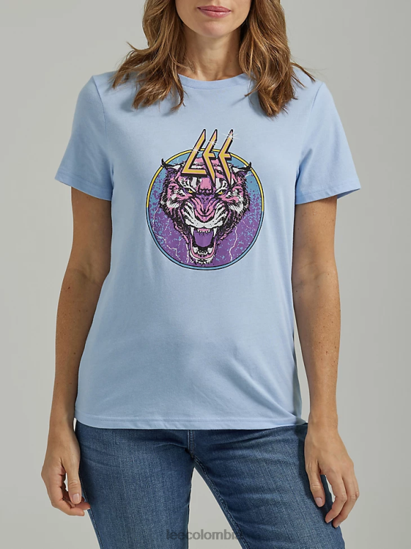 Lee mujer camiseta con estampado de tigre shasta brezo azul ropa Z6H6F340 - Image 1