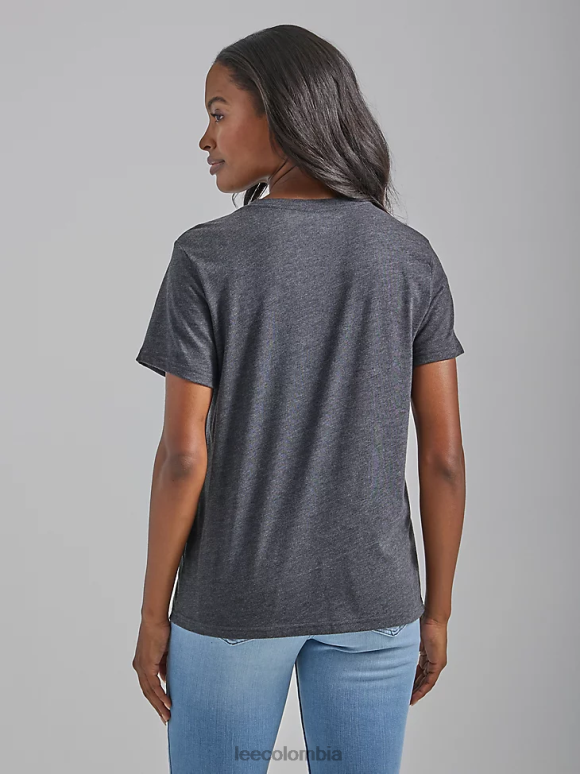 Lee mujer camiseta con gráfico de amor negro azabache ropa Z6H6F374 - Image 2