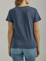 Lee mujer camiseta con gráfico de contracción de color jaspeado azul marino ropa Z6H6F376 - Image 2