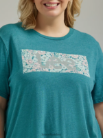 Lee mujer camiseta con logo floral (más) brezo verde azulado ropa Z6H6F389 - Image 2