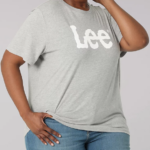 Lee mujer camiseta con logo (más) brezo gris claro ropa Z6H6F392