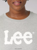Lee mujer camiseta con logo (más) brezo gris claro ropa Z6H6F392 - Image 3