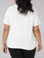 Lee mujer camiseta con logo - plus blanco brillante/azul marino emperador ropa Z6H6F393 - Image 2
