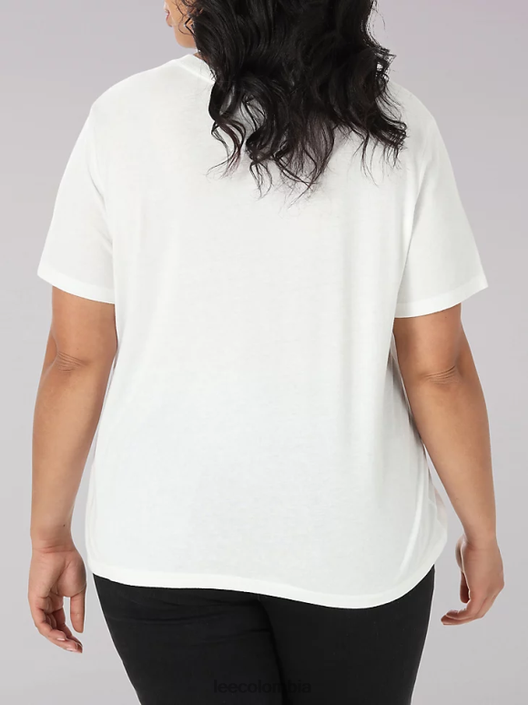 Lee mujer camiseta con logo - plus blanco brillante/azul marino emperador ropa Z6H6F393 - Image 2