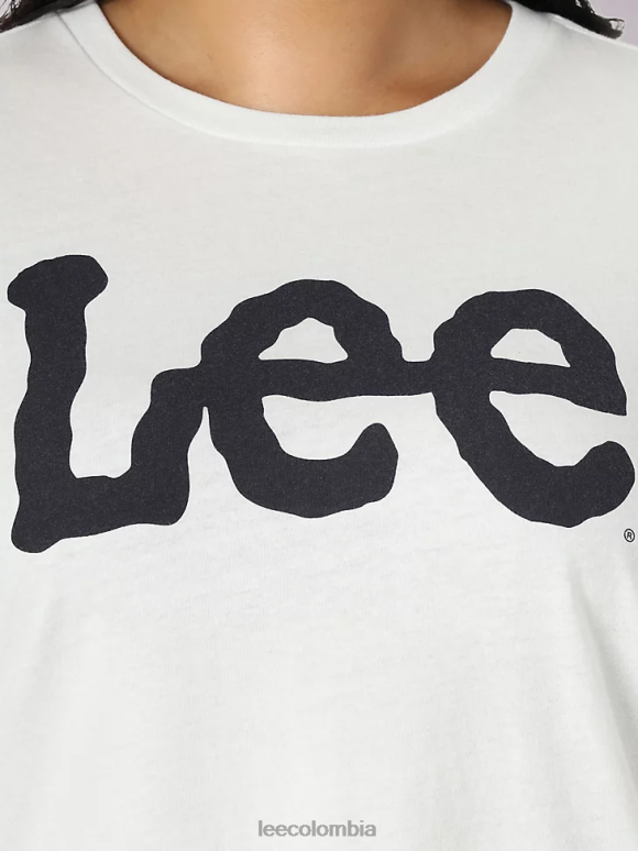 Lee mujer camiseta con logo - plus blanco brillante/azul marino emperador ropa Z6H6F393 - Image 3