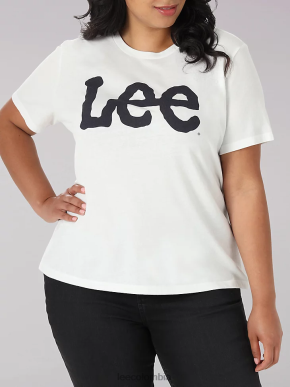 Lee mujer camiseta con logo - plus blanco brillante/azul marino emperador ropa Z6H6F393 - Image 1