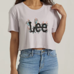 Lee mujer camiseta corta con estampado floral boyfriend Brezo lila brumoso ropa Z6H6F358