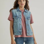 Lee mujer chaleco de mezclilla azul esmerilado ropa Z6H6F408