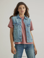 Lee mujer chaleco de mezclilla azul esmerilado ropa Z6H6F408