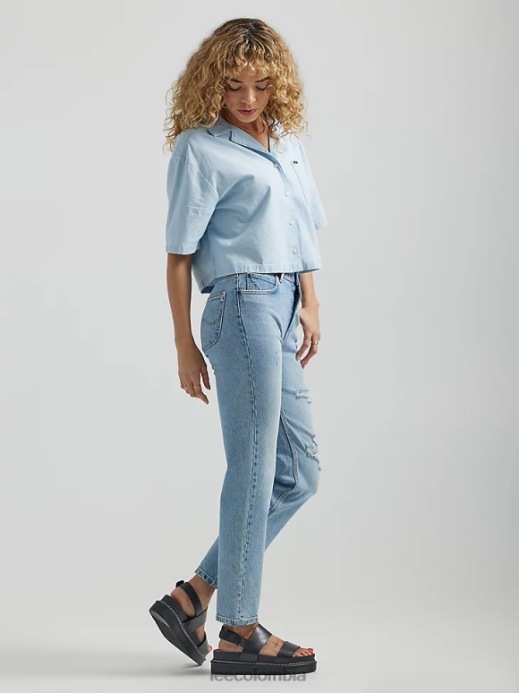 Lee mujer colección europea de vaqueros rectos carol escarcha de piedra ropa Z6H6F29 - Image 3
