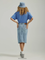 Lee mujer falda midi de mezclilla dividida azul esmerilado ropa Z6H6F418 - Image 2